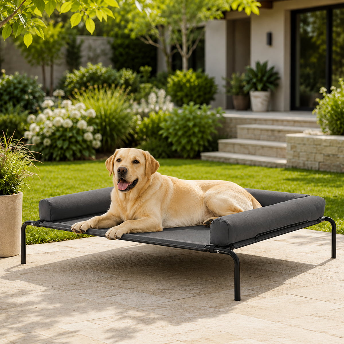 XL Elevated Cooling Dog Bed with Support Pillow for Large Dogs