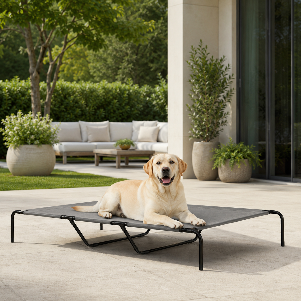XXL Elevated Cooling Dog Bed for Large Breeds - Graphite Gray