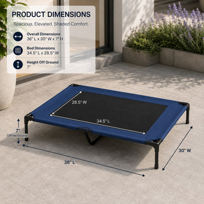 Elevated Cooling Dog Bed Outdoor Mesh Cot for Summer Rest, 36 inch