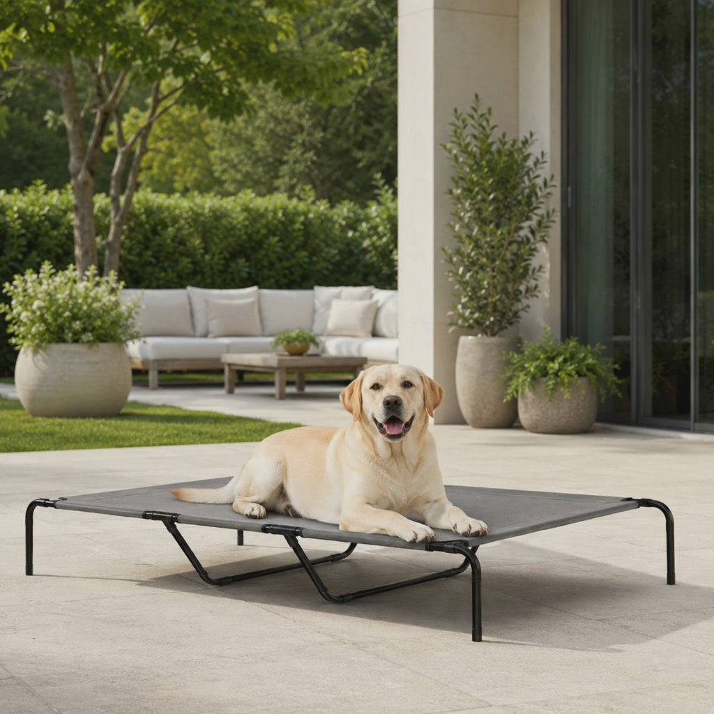 XXL Elevated Cooling Dog Bed for Large Breeds - Graphite Gray