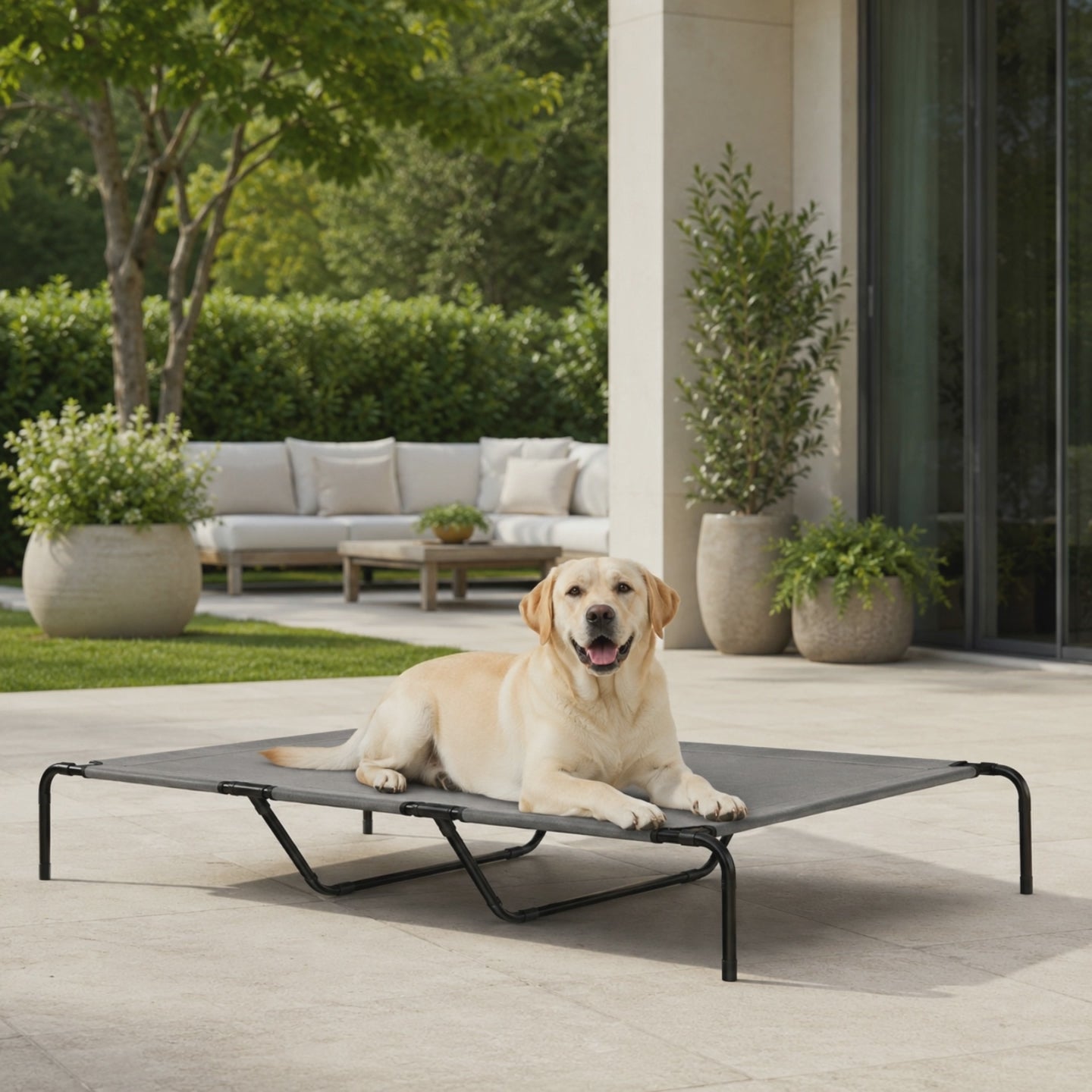 XXL Elevated Cooling Dog Bed for Large Breeds - Graphite Gray