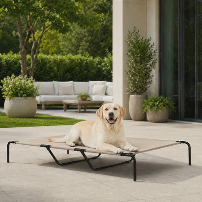 XXL Elevated Patio Dog Bed for Large Breeds, Sand Beige